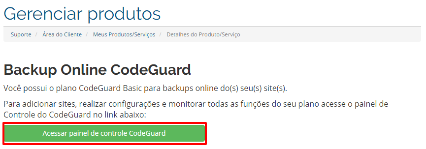 Backup Online CodeGuard - HostGator